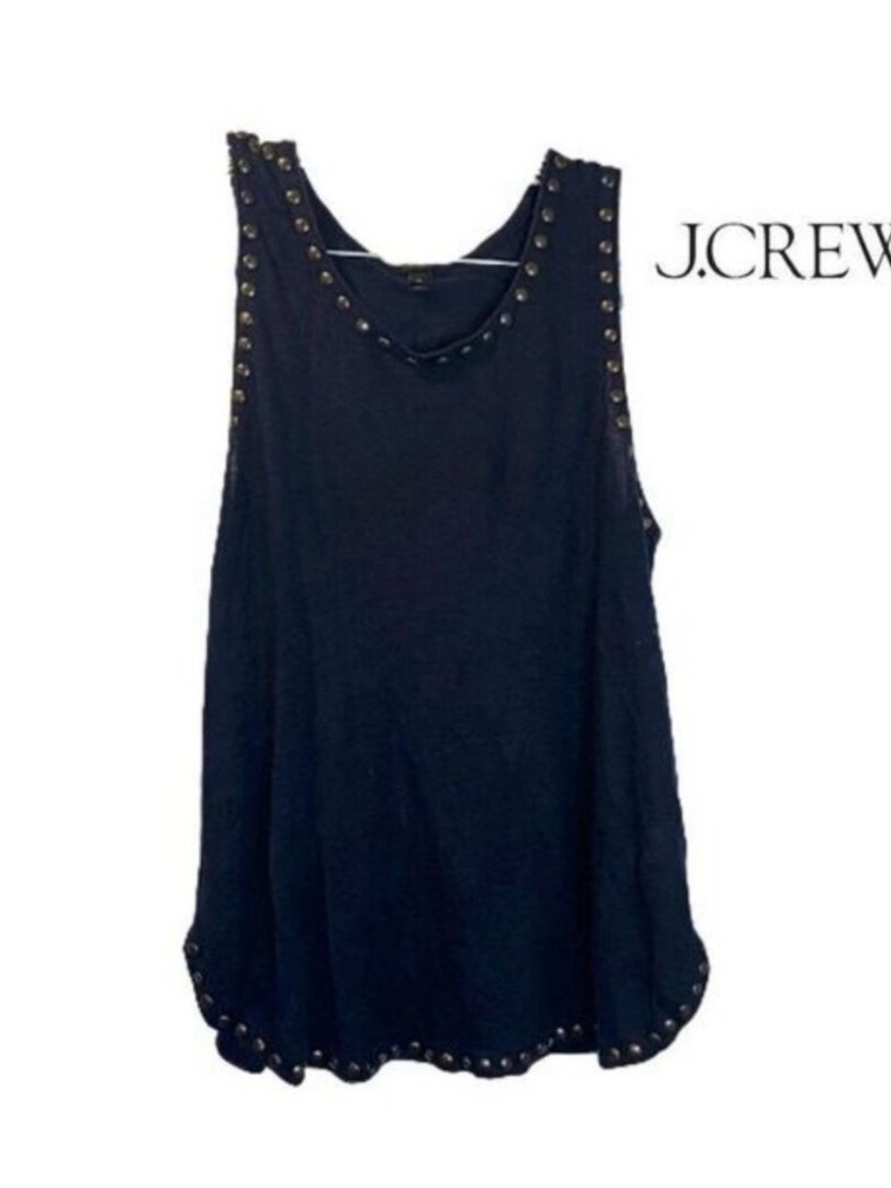 J. Crew Black Stud-Trim Sleeveless Tank